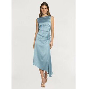 New Luxely Finch Ruched Satin Midi Dress P4531